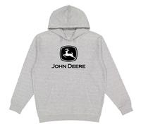 John Deere Hooded Sweatshirt, Trademark Logo, Heather Gray, Grey With Black / White Logo, XL