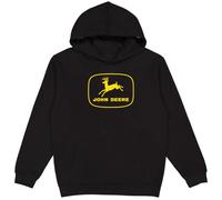 John Deere Hooded Sweatshirt, Trademark Logo, Heather Gray, Black With Yellow Logo, L