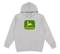 John Deere Hooded Sweatshirt, Trademark Logo, Heather Gray, Grey With Green / Yellow Logo, XL