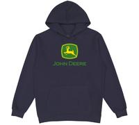John Deere Hooded Sweatshirt, Trademark Logo, Heather Gray, Navy With Green / Yellow Logo, L