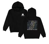 JOHN DEERE Hoodie Black Hoodie Long Sleeve Sweatshirt with Camouflage Lettering & "Nothing Runs Like a Deere"
