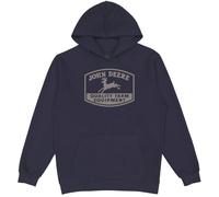 John Deere Hooded Sweatshirt, Trademark Logo, Heather Gray, Navy With Grey Logo, L