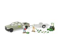 TOMY John Deere Lawn Care Toy Playset - 1:32 Scale - Garden Toys Includes Pick Up Truck Toy, 6 Gardening Tools, Lawn Mowers, and 3 Action Figures - John Deere Toys - 15 Piece - Ages 3 Years and Up