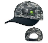 John Deere Mens Camo Print Cotton Twill Trucker Mesh Back, Storm Camo, One size