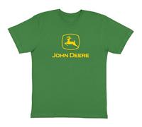 John Deere Mens Classic Yellow Logo Short Sleeve T-Shirt, Green, Large