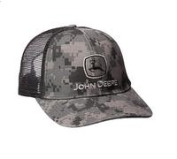 John Deere Men's Digital Camo and Mesh Cap Embroidered Baseball, Black, One Size