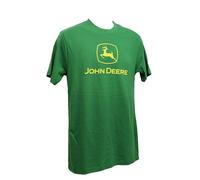 John Deere Mens Classic Yellow Logo Short Sleeve T-Shirt, Green, Large