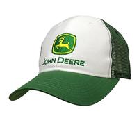 John Deere Men's Trademark Logo Trucker Mesh Back Core Baseball Cap, White, One Size