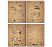 John Deere Patent Prints - Set of Four Vintage Tractor Plow Wall Art Decor Photos