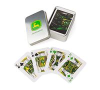 John Deere Playing Cards in Tin, 52 Card Deck Featuring Tractor Image, Includes Collector's Tin Box with Logo, Card Game for Kids Aged 6 Years +