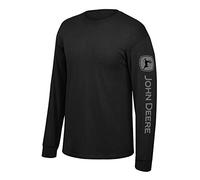 John Deere Solid Long Sleeve Tee with Logo on Sleeve, Black- XL