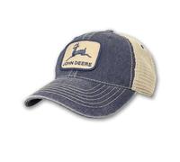 John Deere Stone Washed 6 Panel Mesh Hat, Navy