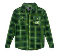 John Deere Tractor Plaid Flannel Shacket with Fleece Lining Toddler to Adult Sizes (3T - 2XL), Green / Gray, S