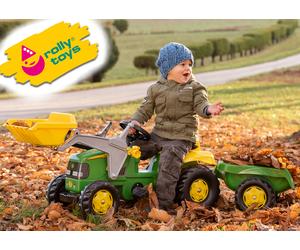 John Deere Tractor Trailer + Front Loader Play Ride-on Farm Toy - Age 2.5-5years