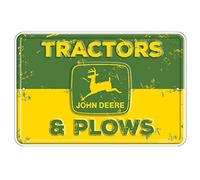 John Deere Tractors & Plows Sign, 8" x 12", Green and Yellow