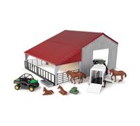 John Deere Weathered Barn Farm Playset - 1:32 Scale - Includes Barn, Pick Up Truck Toy, Horse Trailer, Horse Toys, and More - John Deere Farm Toys - 13 Count - Ages 3 Years and Up