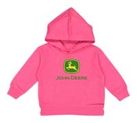 John Deere Youth Girl Hooded Sweatshirt-Hot Pink-XS