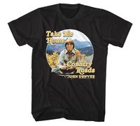 John Denver Country Roads Men's T Shirt take me Home Mountain Range Black