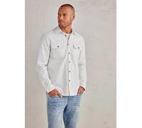 John Devin Cotton Twill Overshirt Off White