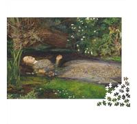 John Everett Millais Jigsaws Wooden Puzzle for Adults, Museum 1000 Puzzles World-famous Paintings 1000 Piece Jigsaw Puzzles, Exercise for The Mind, Ophelia