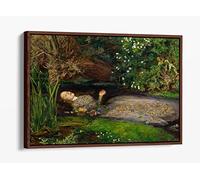 John Everett Millais Ophelia Canvas Floater Frame Print Picture Art - Walnut Frame 12 inch wide x 8 inch high