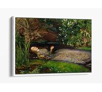 John Everett Millais Ophelia Canvas Floater Frame Print Picture Art - White Frame 12 inch wide x 8 inch high