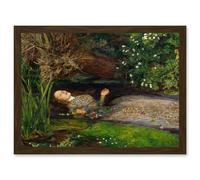 John Everett Millais Ophelia Close Up A4 Artwork Framed Wall Art Print Artery8 Brown One Size