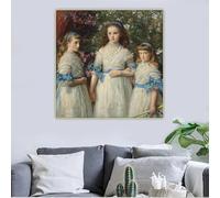 John Everett Millais《Sisters,1868》Canvas Prints Painting Artwork Poster Picture Wall Decor Home Living Room Decoration(70x70cm/Frameless)