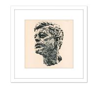 John F Kennedy Head Sculpture Usa President 8X8 Inch Square Wooden Framed Wall Art Print Picture with Mount Artery8 White One Size