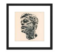 John F Kennedy Head Sculpture Usa President 8X8 Inch Square Wooden Framed Wall Art Print Picture with Mount Artery8 Black One Size