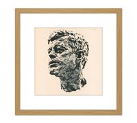 John F Kennedy Head Sculpture Usa President 8X8 Inch Square Wooden Framed Wall Art Print Picture with Mount Artery8 Light Oak One Size