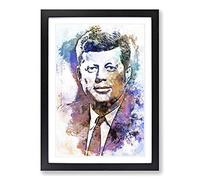 John F Kennedy JFK in Abstract Framed Print | A2 Black Framed Wall Art | Ready to Hang | Abstract Fantasy Picture | Living Room Bedroom Lounge Office