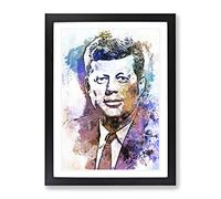 John F Kennedy Jfk In Abstract Modern Art Framed Print | A3 Black Framed Wall Art | Ready to Hang | Abstract Fantasy Picture | Living Room Bedroom Lounge Office