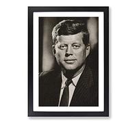 John F Kennedy JFK President Framed Print | A2 Oak Framed Wall Art | Ready to Hang | Modern Nature Picture | Living Room Bedroom Lounge Office
