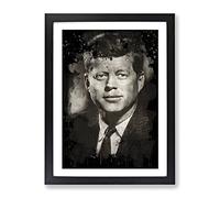 John F Kennedy Jfk President Modern Cb Framed Print | A4 Black Framed Wall Art | Ready to Hang | Modern Nature Picture | Living Room Bedroom Lounge Office