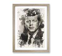 John F Kennedy Jfk President Modern Fc Framed Print | A2 Oak Framed Wall Art | Ready to Hang | Modern Nature Picture | Living Room Bedroom Lounge Office
