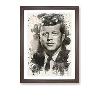 John F Kennedy Jfk President Modern Fc Framed Print | A4 Walnut Framed Wall Art | Ready to Hang | Modern Nature Picture | Living Room Bedroom Lounge Office
