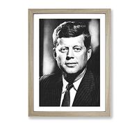 John F Kennedy Jfk President Modern Framed Print | A2 Oak Framed Wall Art | Ready to Hang | Modern Nature Picture | Living Room Bedroom Lounge Office