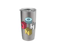 John First Given Retro Name Isometric Block Letters Stainless Steel Insulated Tumbler
