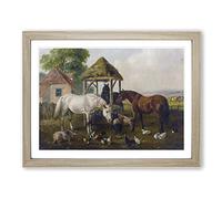 John Frederick Herring Horses in the Paddock Classic Painting Framed Print | A2 Oak Framed Wall Art | Ready to Hang | Classic Animal Picture | Living Room Bedroom Lounge Office