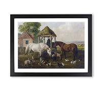 John Frederick Herring Horses in the Paddock Classic Painting Framed Wall Art Print, Ready to Hang Picture for Living Room Bedroom Home Office Décor, Black A2 (64 x 46 cm)