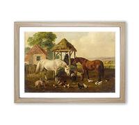 John Frederick Herring Horses in The Paddock Framed Print | A2 Oak Framed Wall Art | Ready to Hang | Modern Animal Picture | Living Room Bedroom Lounge Office