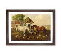 John Frederick Herring Horses in The Paddock Framed Print | A2 Walnut Framed Wall Art | Ready to Hang | Modern Animal Picture | Living Room Bedroom Lounge Office