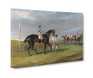John Frederick Herring Sr Horse Racing Canvas Print | Gallery Wrapped 30mm Frame Wall Art | 30x20 inches | Ready to Hang | Modern Animals Picture | Living Room Bedroom Lounge Office