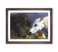 John Frederick Herring Three Horses Classic Painting Framed Print | A2 Walnut Framed Wall Art | Ready to Hang | Classic Animal Picture | Living Room Bedroom Lounge Office