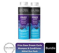John Frieda Dream Curls Nourishing + Defining Curl Shampoo + Conditioner Set 2 x 500ml For Wavy + Curly Hair SLS / SLES + Sulphate Free with Rosehip O