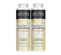 John Frieda Sheer Blonde Highlight Activating Moisturising Shampoo and Moisturising Conditioner Duo Value Bundle for Naturaland Colour - Treated Blonde Hair, 2 x 500 ml