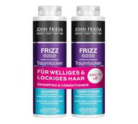John Frieda Traumlocken Shampoo/Conditioner Value Set - Contents: 1 x Shampoo 500 ml & 1 x Conditioner 500 ml - Refillable - Frizz Ease Series - For Curly & Wavy Hair