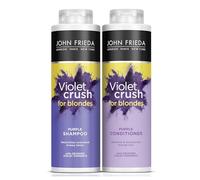 John Frieda Violet Crush Neutralising + Tone Correcting Shampoo + Conditioner Set 2 x 500ml Removes Brassy Tones with Crushed Violet Pigments Large
