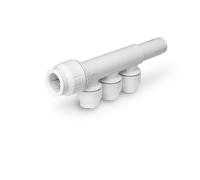 John Guest 22mm x 15mm 3 Port Manifold With Stem PEM582215BW in White John Guest White